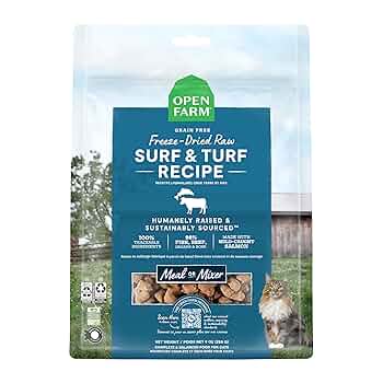 Open Farm Cat Freeze-Dried Raw Surf & Turf Morsels - Grain-Free, 3.5oz Cat Food, Meal Mixer or Complete Diet