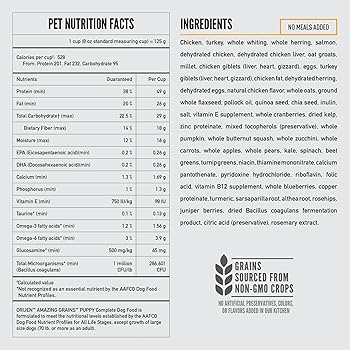 ORIJEN Amazing Grains Puppy Dry Dog Food - High Protein, Natural Kibble, 22.5 lb Bag