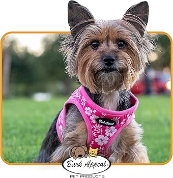Bark Appeal Blue Hibiscus Step-in Dog Harness - Soft Vest, Anti-Choke, Adjustable Strap