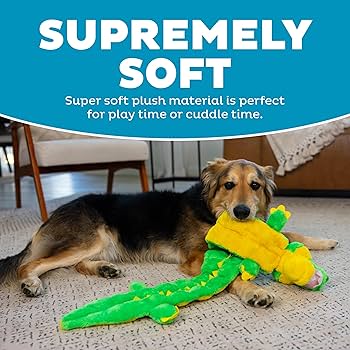Outward Hound Squeaker Matz Gator XXL Dog Toy - Green Plush with 32 Squeakers