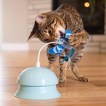 Catstages 2-in-1 Flutter Dome Electronic Cat Toy - Interactive Plush Motion Toy with Ball Track