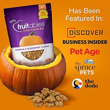 Fruitables Pumpkin & Blueberry Crunchy Dog Treats - 12 oz Bag, Healthy & Low Calorie