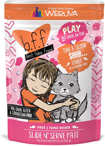 Weruva BFF Cat Play Shhh Tuna & Salmon Puree Pouch, 3oz - Wet Cat Food