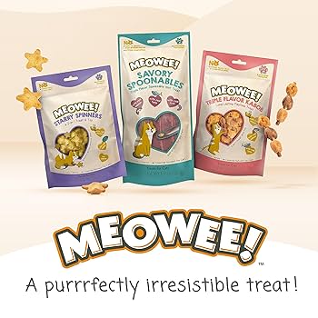 Meowee! Savory Spoonables Cat Treats - Tuna, Chicken & Duck - Squeezable Lickable Wet Treats with Built-in Spoon (8 Count)