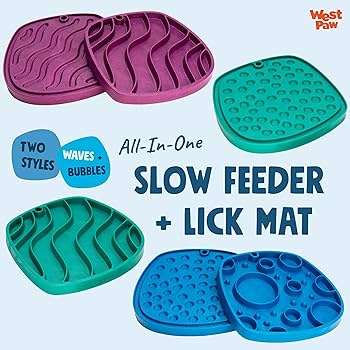 West Paw Seaflex Bubbles Feast Mat - All-in-One Slow Feeder & Lick Mat
