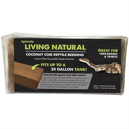 Komodo Living Natural Coconut Coir Reptile Bedding Brick - Single Expandable Brick, Terrarium Substrate
