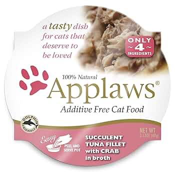 Applaws Natural Wet Cat Food - Tuna Fillet with Crab in Broth, 2.12 oz
