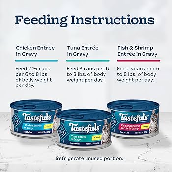 Blue Buffalo Tastefuls Flaked Wet Cat Food Variety Pack, 3oz Cans (12 Count) - Tuna, Chicken, Fish & Shrimp in Gravy