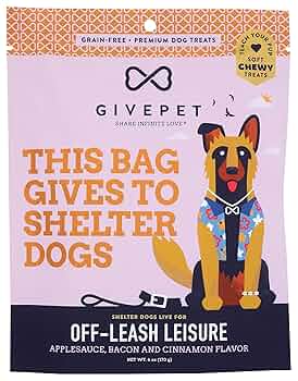 GivePet Grain-Free Off-Leash Leisure Dog Treats, 6 oz - Soft Chews, Applesauce, Bacon & Cinnamon Flavor