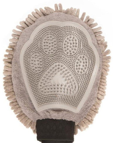 DGS Dirty Dog Grooming Mitt - Gray - Pet Grooming Glove - Super Absorbent Microfiber & Silicone Brush