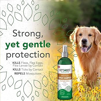 Vet's Best Natural Anti-Flea Easy Spray Shampoo for Dogs, 16 oz - Flea & Tick Treatment with Essential Oils