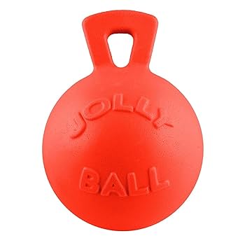 Jolly Pets Tug-N-Toss Ball - Blue, 6 Inch - Dog Toy with Handle - Durable & Interactive