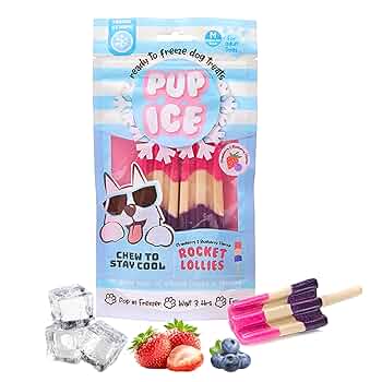 Pup Ice Rocket Lollies Dog Treats, Strawberry & Blueberry Flavor, 2-Pack