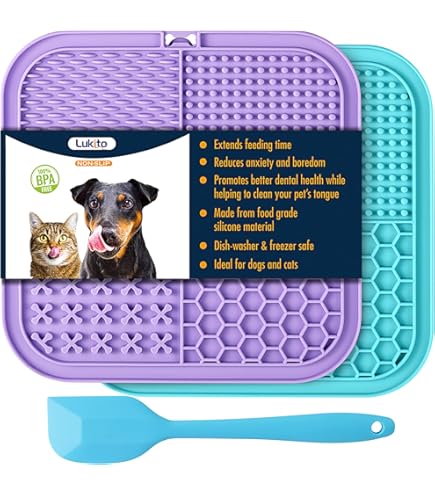 Messy Mutts Framed Silicone Lick Mat - Multi-Surface Interactive Slow Feeder for Dogs & Cats - 10x10 - Grey