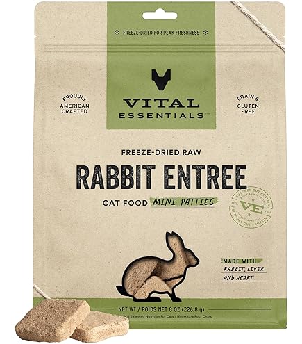 Vital Essentials Freeze-Dried Raw Rabbit Mini Patties Dog Food, 14 oz