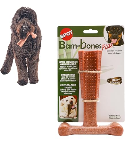 Bambone+ Giggler Tripod Peanut Butter Dog Chew Toy - 6 Inch, Durable, Makes Sounds