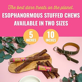 Etta Says! Esophanormous Stuffed Esophagus Chew - 5 inch Dog Treat, Beef & Sweet Potato