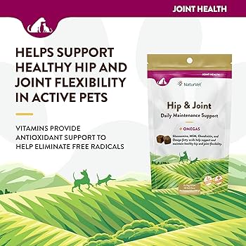 NaturVet Hip & Joint Soft Chews Plus Omegas for Dogs & Cats, 120 Count