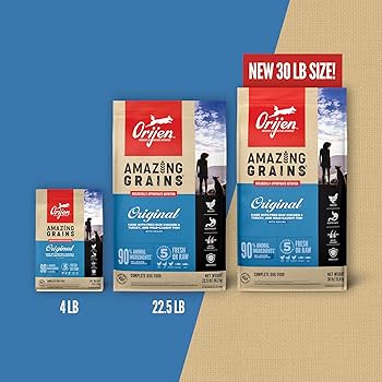 ORIJEN Amazing Grains Original Dry Dog Food, High Protein, 22.5 lb