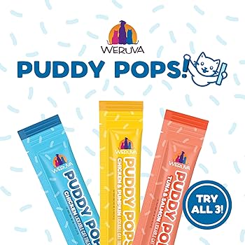 Weruva Puddy Pops Lickable Cat Treats, Tuna & Salmon, 0.5oz Tubes, 5-Pack - Hydrating Cat Treat