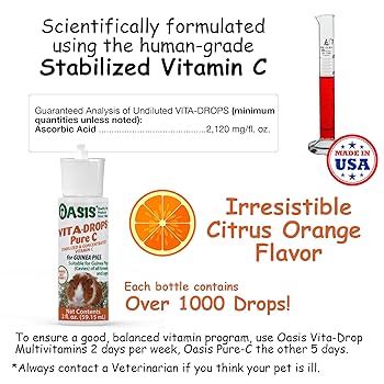 Kordon Oasis Vita Drops Pure C Guinea Pig Supplement - 2 oz Vitamin C Drops
