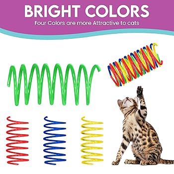 Spot Colorful Springs Wide Cat Toy - 10 Pack - Bouncy Plastic Coils