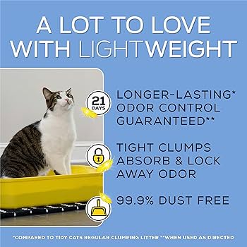 Tidy Cats Lightweight Instant Action Cat Litter - 17 lb Pail, Low Dust, Clumping