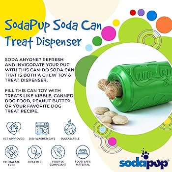SodaPup Can Toy - Medium - Lemon Lime - Durable Dog Treat Dispenser & Chew Toy