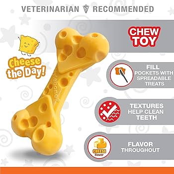 Nylabone Dura Chew Cheese Bone - Wolf Size, Dog Toy for Aggressive Chewers
