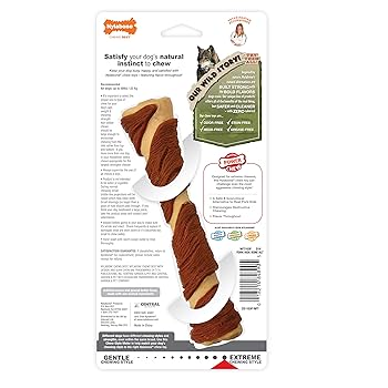 Nylabone Power Chew Pork Hide Alternative Dog Toy, Bacon & Peanut Butter Flavor, Large/Giant