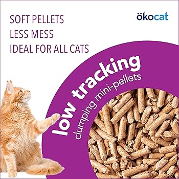 ökocat Less Mess Wood Clumping Cat Litter, Mini Pellets, Long Hair Breeds, Unscented, 14.8 lbs