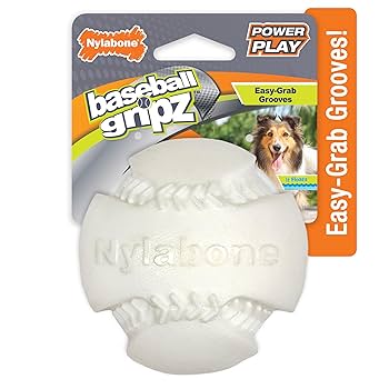 Nylabone Power Play Baseball Gripz Dog Toy - Squeaky Fetch Ball, Medium