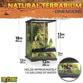 Exo Terra Glass Terrarium - Mini Tall - 12x12x18 inch Reptile Habitat