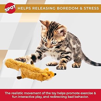 SPOT Flippin' Skinneeez Fox Cat Toy - Interactive, Rechargeable, 15" with Catnip