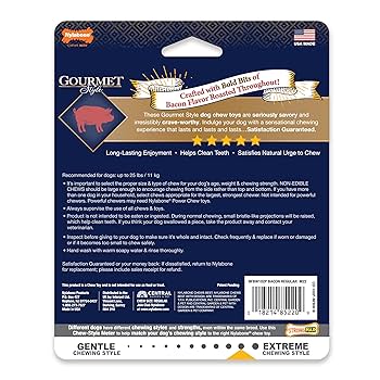 Nylabone Gourmet Style Strong Chew Wishbone - Bacon Flavor - Small/Regular Dog Toy - Up to 25 lbs
