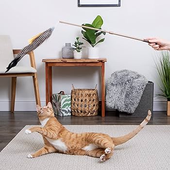 SmartyKat Instincts HappyNip Fly 'N Frenzy Extendable Wand Cat Toy - Catnip & Silvervine Teaser Wand