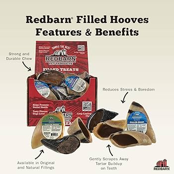 Redbarn Beef Filled Hooves Dog Treats - Natural Long Lasting Chew, Single Hoof