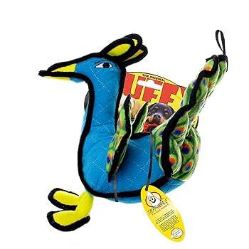 Tuffy Zoo Peacock Dog Toy - Durable Plush Squeaker Toy for Interactive Play