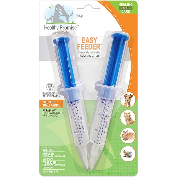 Four Paws Easy Feeder Hand Syringe for Small Animals, 0.5 oz, 2 Count - Pet Medication & Formula Dispenser