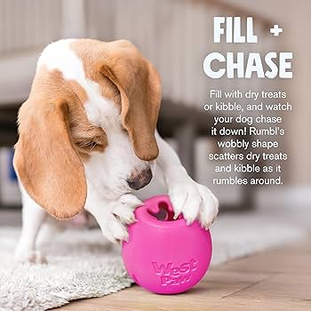 West Paw Zogoflex Rumbl Treat Dispensing Dog Toy - Small, Melon (Orange) - Durable & Interactive Chew Toy