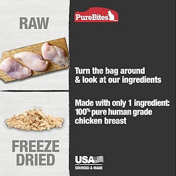 PureBites Freeze Dried Chicken Breast Cat Treats - 1.09 oz (31g) - 100% Natural Chicken