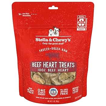 Stella & Chewy's Freeze-Dried Raw Beef Heart Dog Treats - Single Ingredient, 3 oz Bag