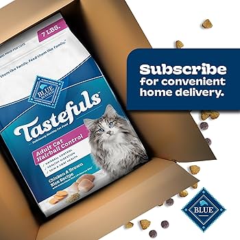 Blue Buffalo Tastefuls Hairball Control Adult Dry Cat Food, Chicken & Brown Rice, 7 lb Bag
