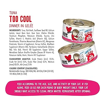 Weruva BFF Tuna Too Cool Cat Food, 5.5 oz Can - Grain-Free, High Moisture Tuna in Aspic