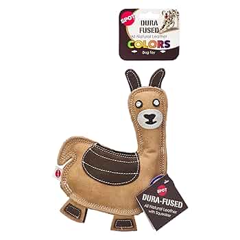SPOT Dura-Fused Leather Llama Dog Toy - 9 inch, Assorted Colors, Durable Squeaky Plush