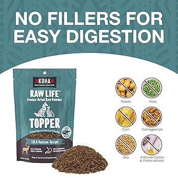 Koha Raw Life Freeze-Dried Topper Elk & Venison Dog & Cat Food, 8 oz, Grain-Free