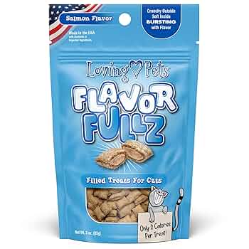 Loving Pets Flavorfullz Filled Cat Treats - Salmon Flavor, 3 oz Bag