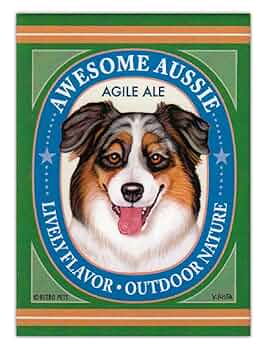 Retro Dogs Refrigerator Magnet - Awesome Aussie Ale (Australian Shepherd)