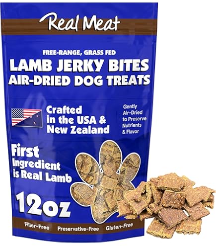 Real Meat Lamb Jerky Dog Treats - 4oz Bag, All Natural, Grain-Free, Air-Dried Lamb