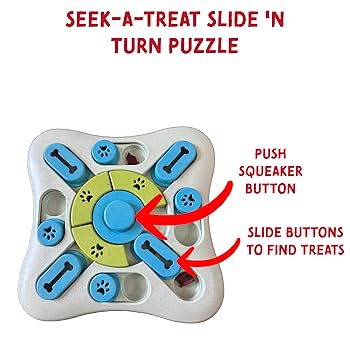 SPOT Seek A Treat Slide 'N Turn Puzzle - Interactive Dog Toy - Enrichment & Mental Stimulation